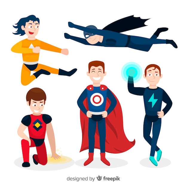 Free Vector male superhero collectio