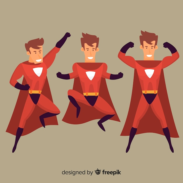 Free Vector male superhero set