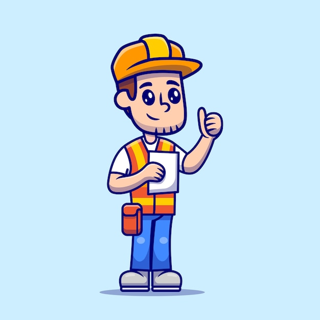 Free Vector man architect construction holding paper sketch cartoon vector  illustration.