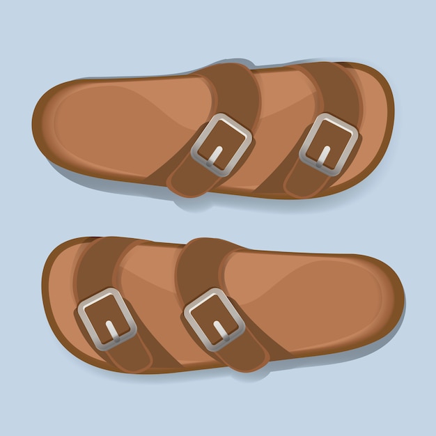 Free Vector man brown casual flip flop sandal shoes vector