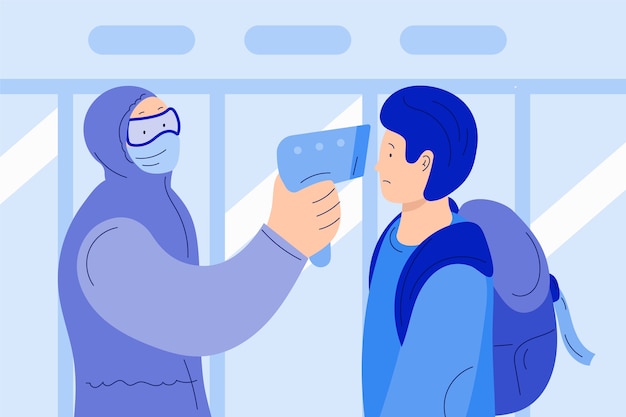 Free Vector man checking body temperature