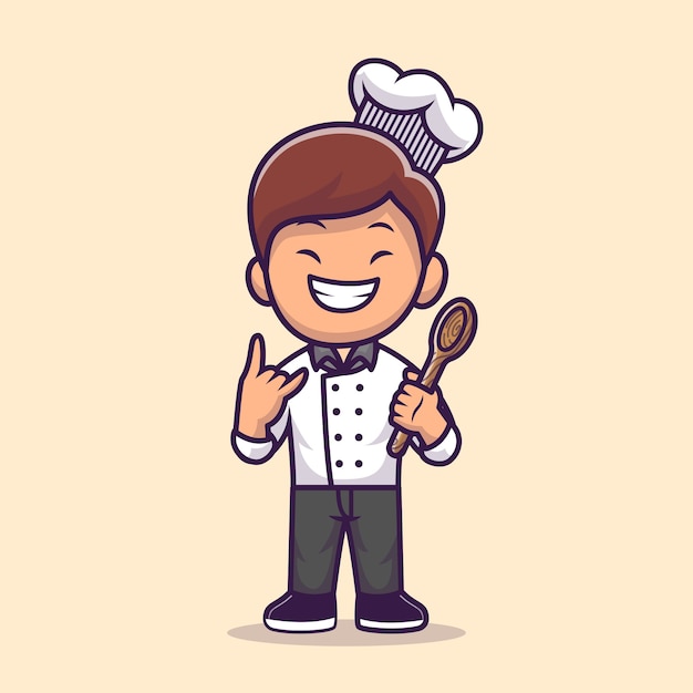 Free vector man chef cooking cartoon illustration