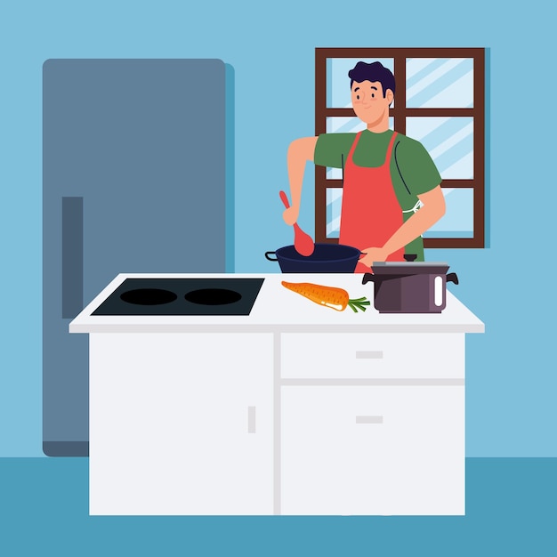 Free Vector man cooking with carrot