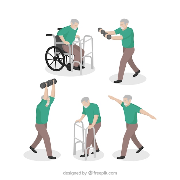 Free Vector man doing rehabilitation exercises