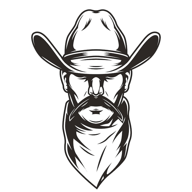 Man head in cowboy hat 