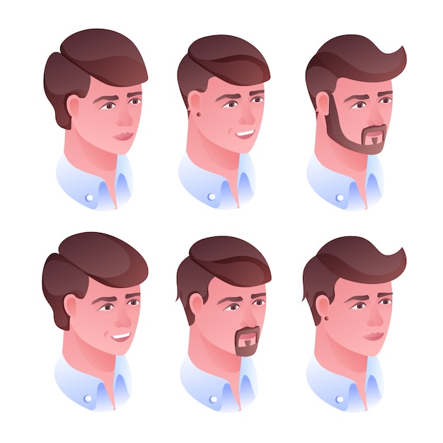 Free Vector man head hairstyle illustration for barbershop or hairdresser salon.