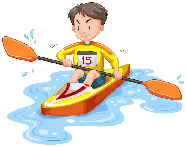 Free Vector man kayaking down river isolated