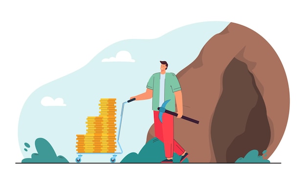 Free Vector man making money flat illustration