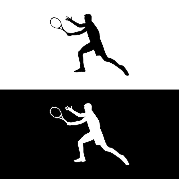 Man playing tennis silhouette style logo