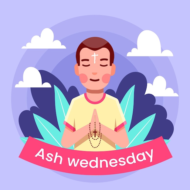 Man praying in ash wednesday illustration