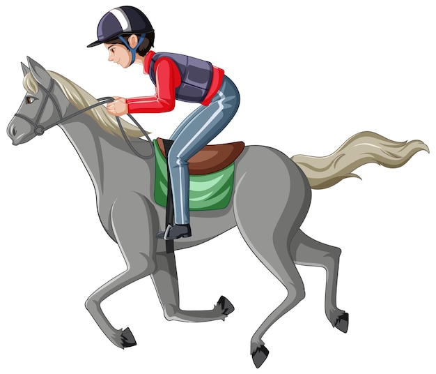 A man riding horse on white background