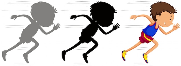 Free Vector man running in race with his silhouette