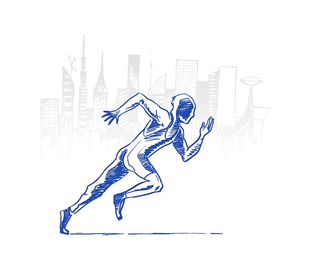 Free Vector man running in the urban city fitness workout sport lifestyle concept