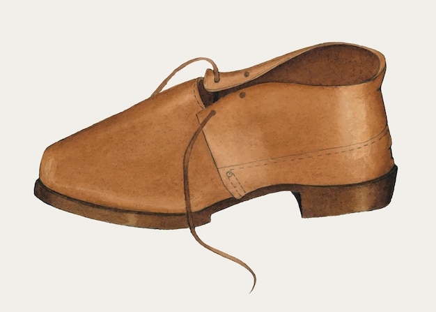 Man&#39;s brown leather shoe vector, remix from artwork by Marie Mitchel