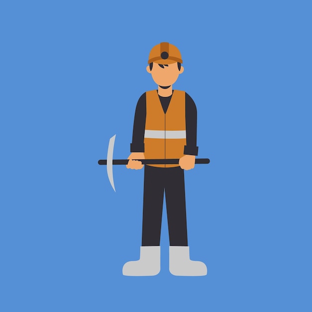 Free Vector a man in a safety vest is holding a pickaxe