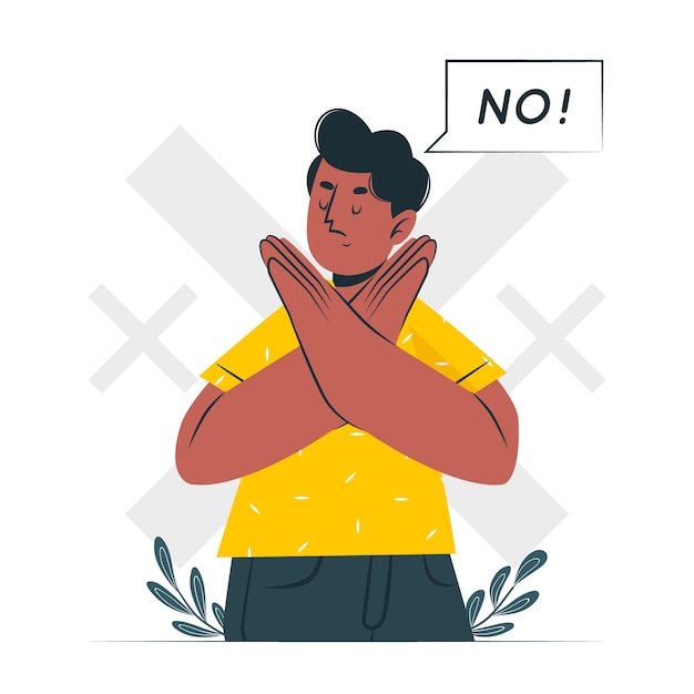 Free vector man saying no concept illustration