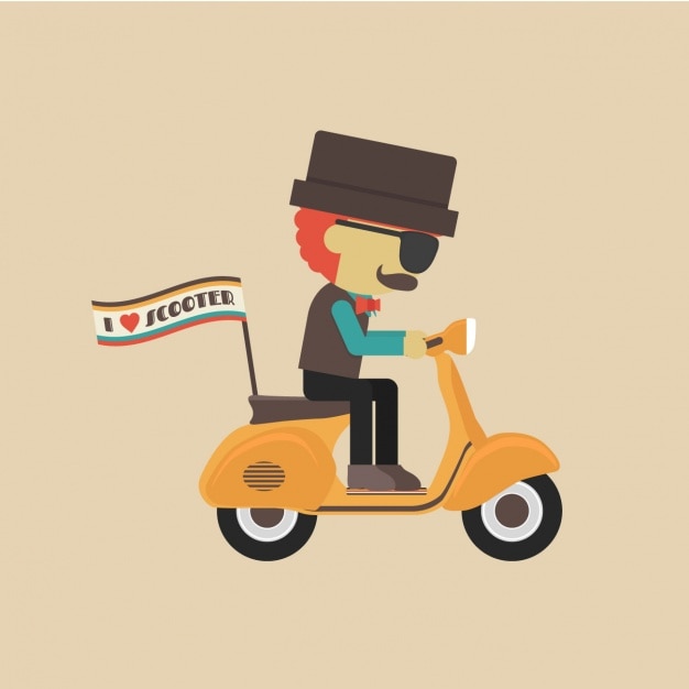 Free Vector man in a scooter design