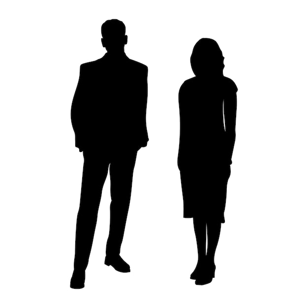 Free vector man in suit woman in dress silhouette