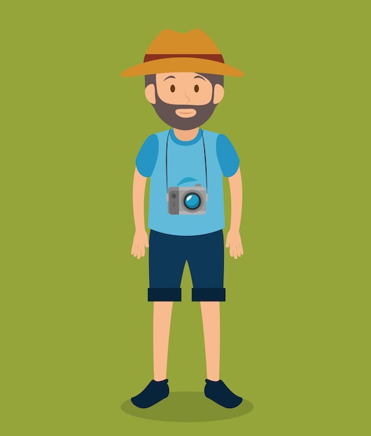 Free Vector man tourist avatar character