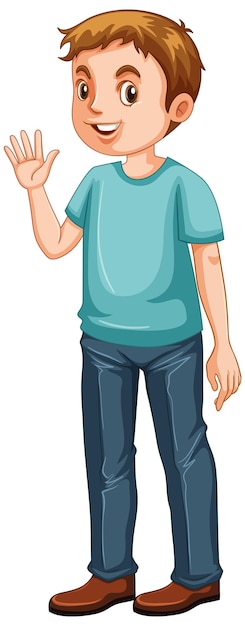 Free Vector a man wearing blue t shirt cartoon