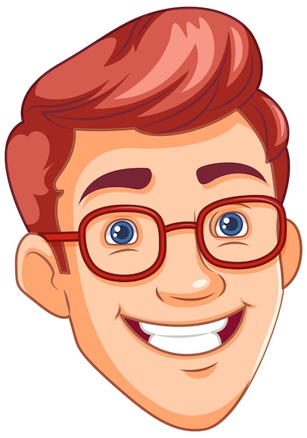 Free vector man wearing glasses smiling head