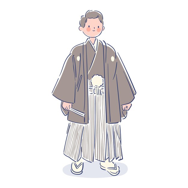 Man wearing japanese montsuki