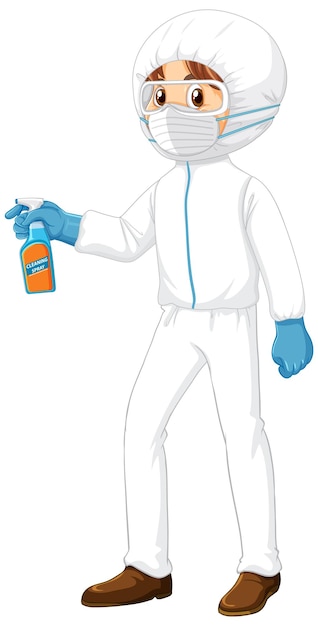 Free Vector a man wearing protection cloth cleaning