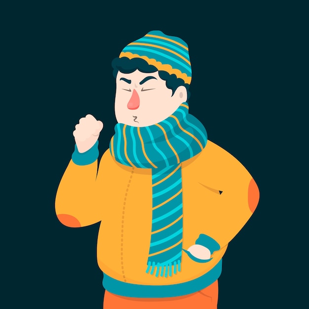 Free Vector man with a cold illustrated