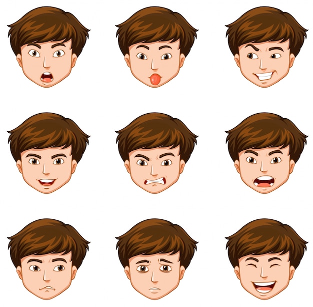 Man with different facial expressions