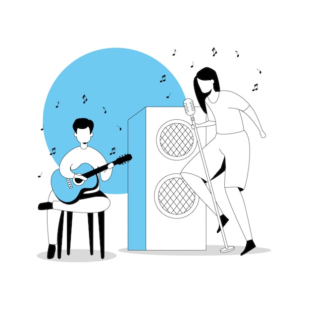 Man with guitar and woman singer