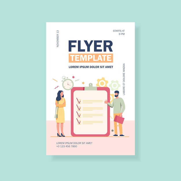 Managers with task list flyer template