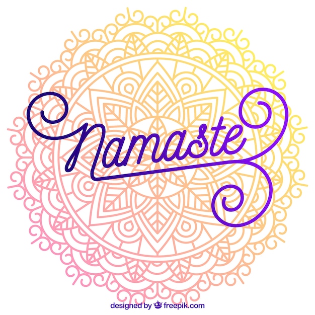 Free vector mandala background with beautiful namaste