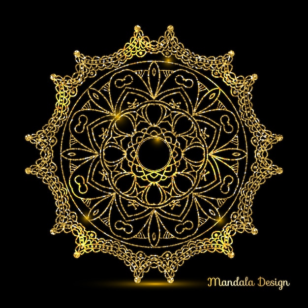 Free vector mandala design of gold