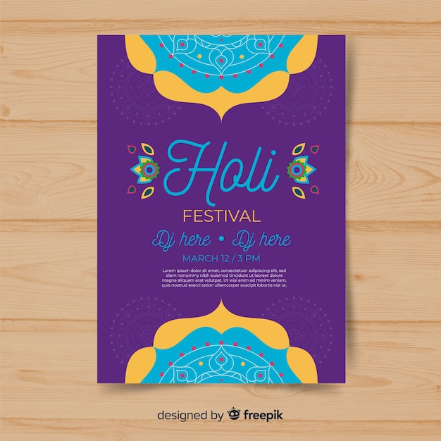 Free Vector mandala holi festival party poster