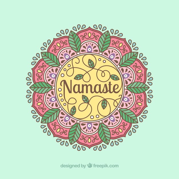 Mandala namaste background in linear style