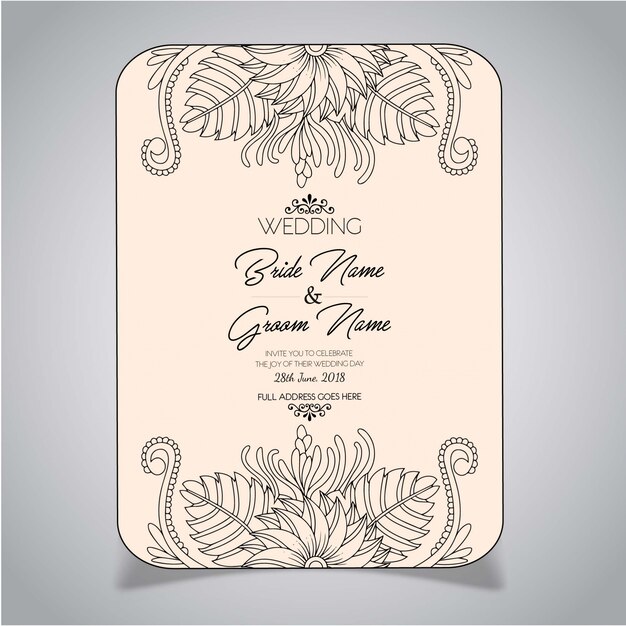 Mandala Style Floral Wedding Invitation Card