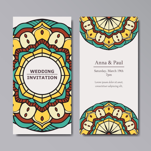 Free Vector mandala wedding invitation design