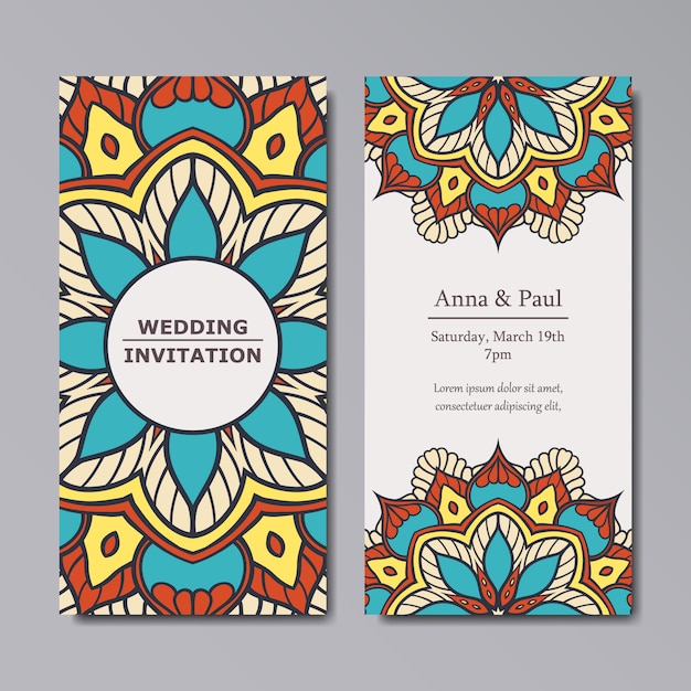 Free Vector mandala wedding invitation design