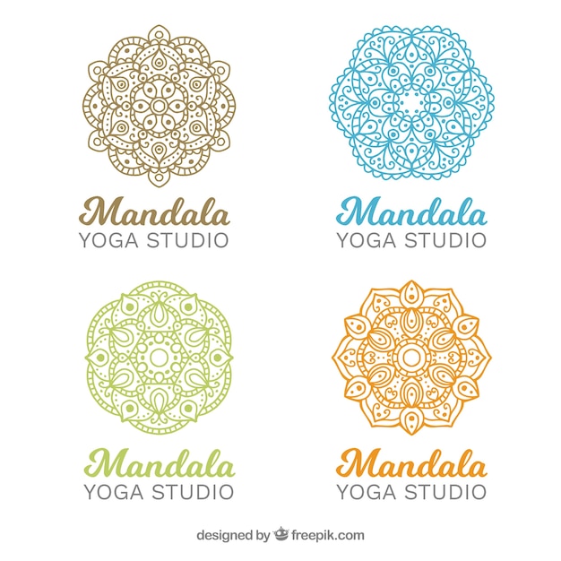 Mandalas yoga logos set