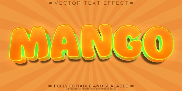 Free Vector mango text effect editable fruit and food text style