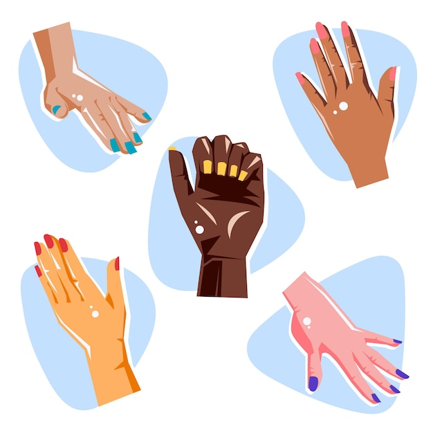 Free vector manicure hand collection concept