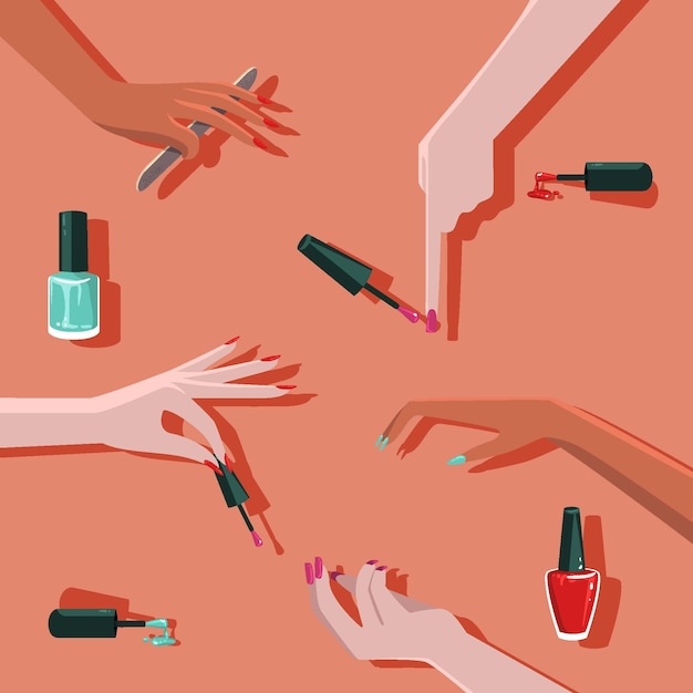 Free Vector manicure hand collection