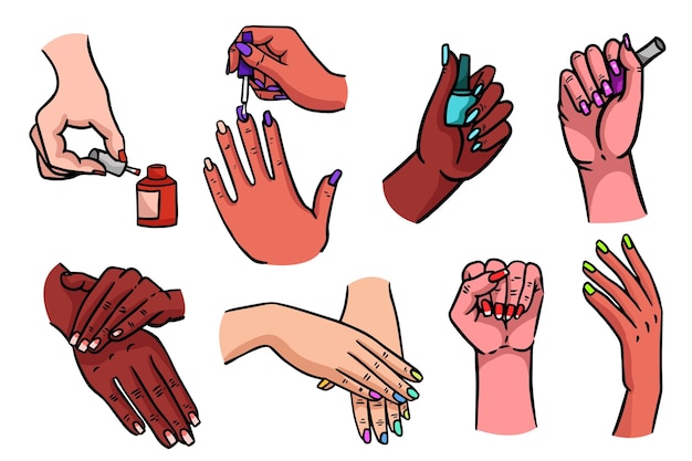 Free vector manicure hand collection