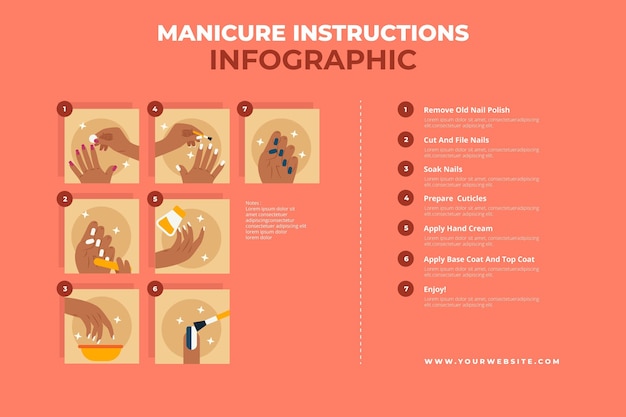 Free Vector manicure instructions infographic