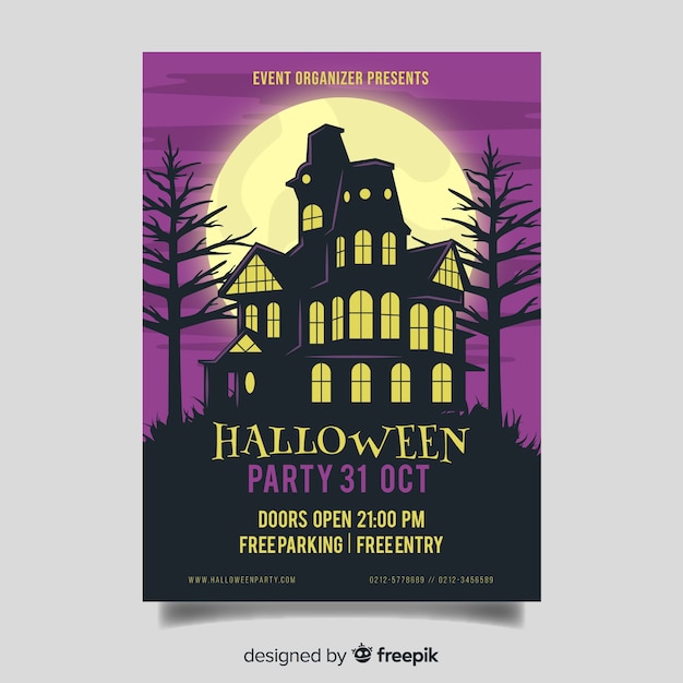 Free vector manson in night halloween party poster