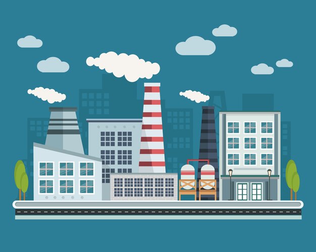 Manufacturing Buildings Illustration