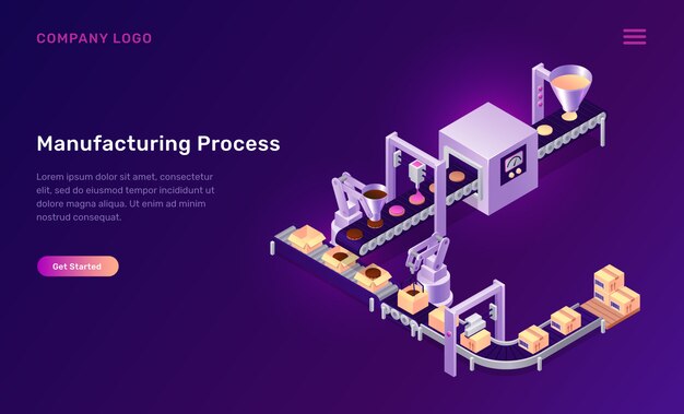 Manufacturing process cookies isometric concept