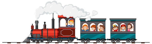 Free Vector many children riding on the train