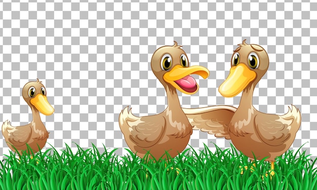 Free Vector many ducks cartoon character on transparent background