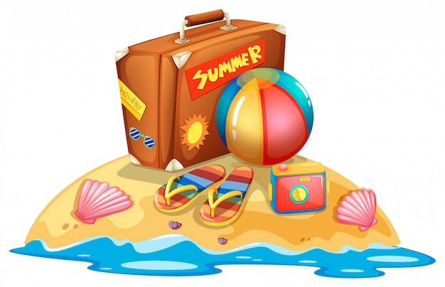 Free Vector many summer beach equipment